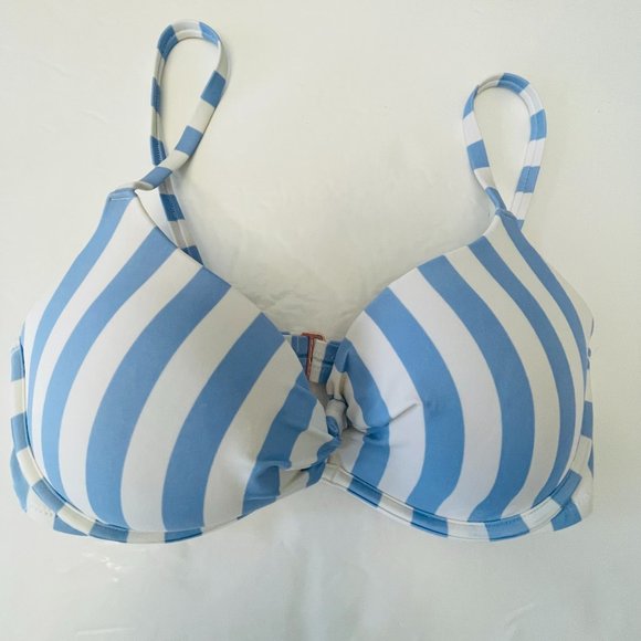 Shade and Shore bikini padded size 36D (Large) blue and white striped - Picture 1 of 5
